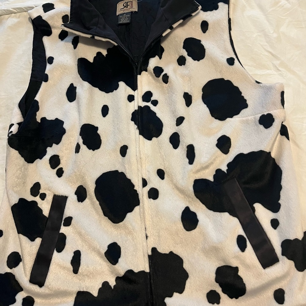 Kids Black & White Cow Print Fleece Vest